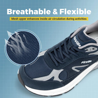 FitVille Newest Walking Shoes for Men Wide Width Sneakers with Arch Support for Flat Feet Heel Pain Relief Plantar Fasciitis Promise Mart