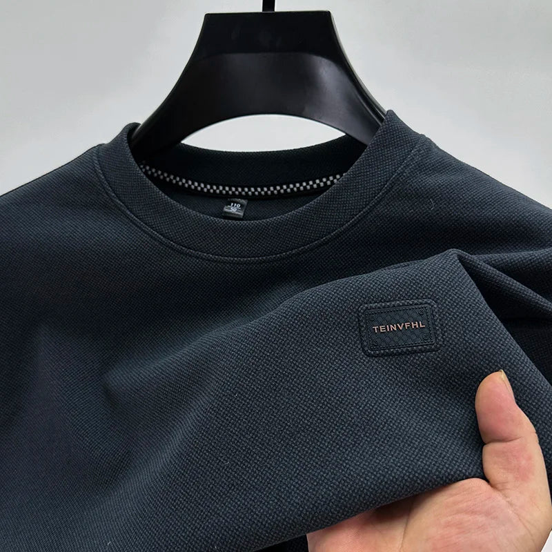 Men's round Ne Brued Long Sve T-irt Loose Faion  Color Sweatirt Inner Wear Top Brand Casual Urban Sle