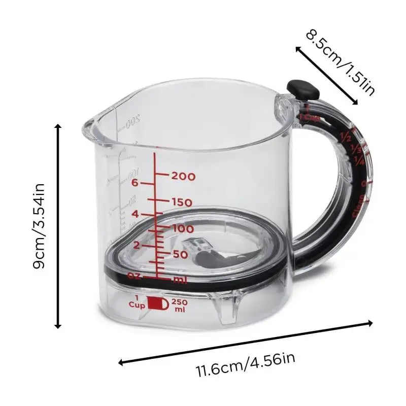 All-in-One Cooking Measuring Cup with Adjustable Base and Scraper; Essential for Every Kitchen