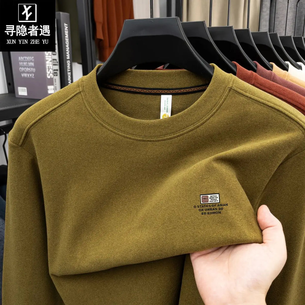 Men's Double-Sided Camere Long Sve T-irt Thiened Casual Warm Base irt Ci Walk All-Season Soft Comfortable Top