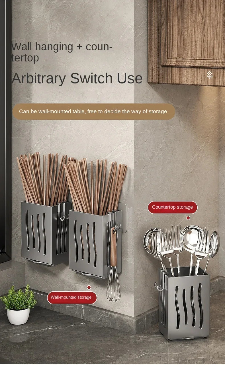 Dish rack, kitchen utensils, sink, spoons, forks, chopsticks, storage basket, multi-functional kitchen organizer