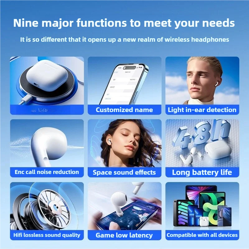 Airs Pro7 TWS Earbuds Bluetooth Wireless Headsets with Siri Pop-up Waterproof Positioning Touch Control Earphones for iOS