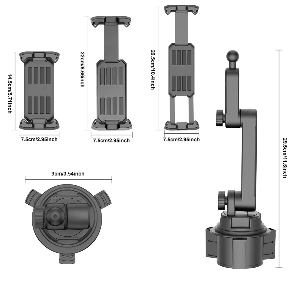 Car Tablet Stand Cup Slot 360 Adjustable Smartphone Holder 270 Tilt Bar Triangular Base Ram Mount SUV Tools for Ipad Pro 11 Air