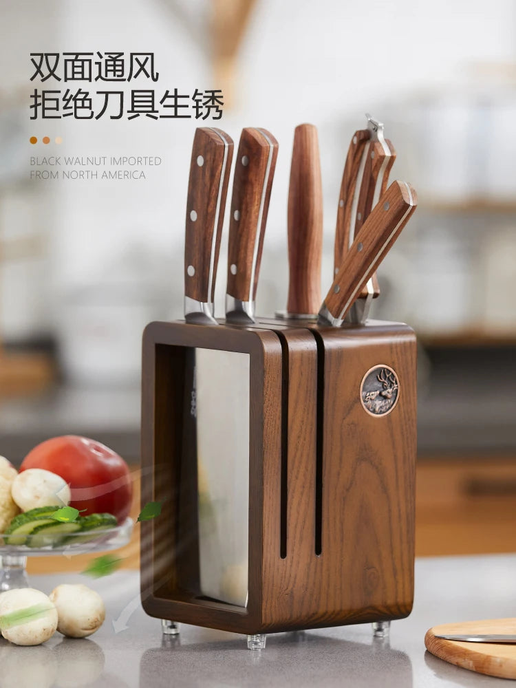Kitchen countertop solid wood knife storage rack Household knife base Ventilation mould proof drainage knife rack knife case