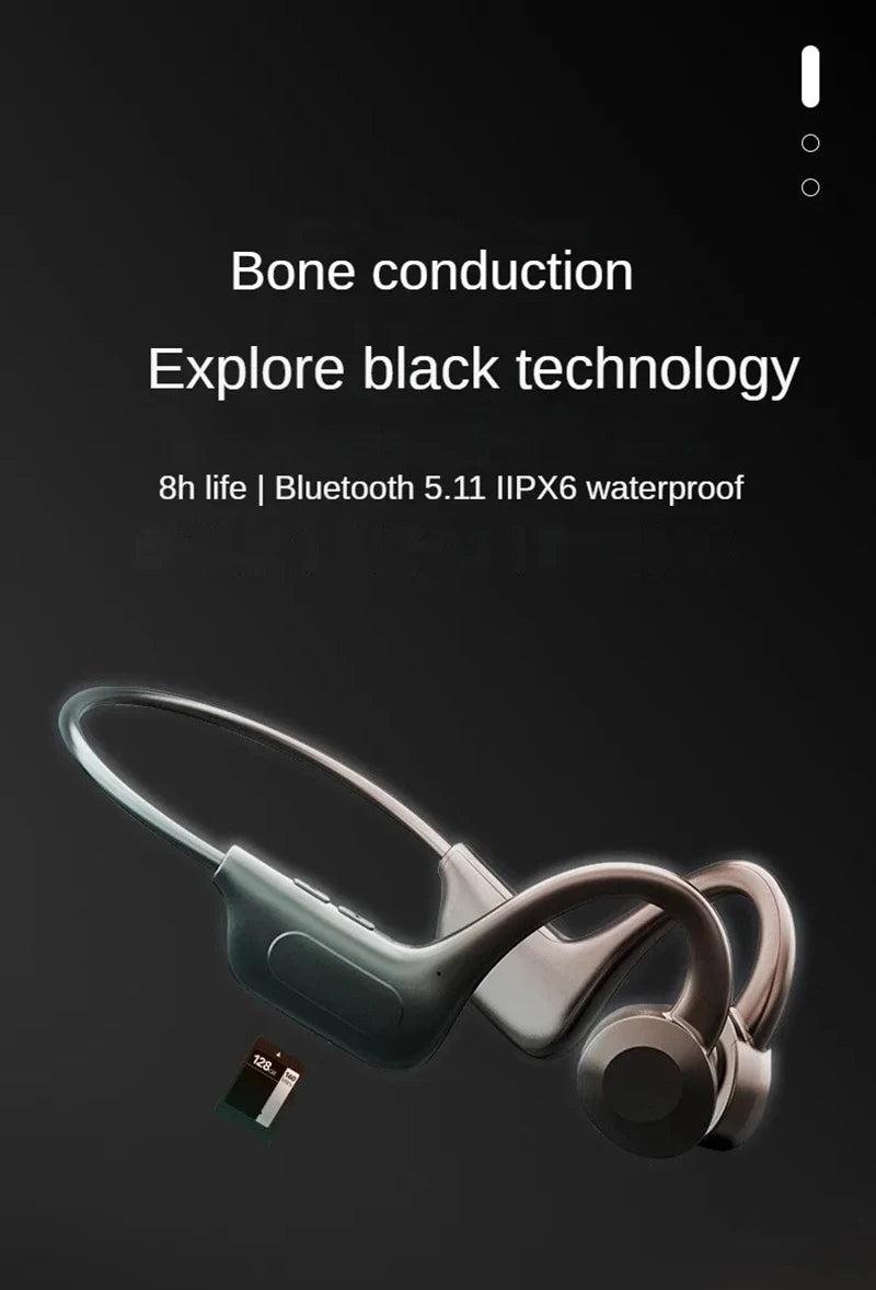 Hot Bone Conduction Swimming Headphones Bluetooth 5.4 IPX8 Waterproof Not In-Ear Wireless Plug-in Card Sports Headphones New