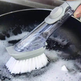 Kitchen Cleaning Brush 2 In 1 Long Handle Cleaing Brush with Removable Brush Sponge Dispenser Dishwashing Brush Kitchen Tools Promise Mart