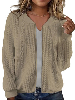 Women's hoodie autumn and winter new solid color simple and exquisite zipper jacket baseball collar casual jacket Promise Mart