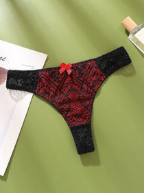 Women's Lace G-String Panties | Transparent Color-Block Lingerie