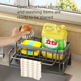 Kitchen Spice Storage Shelf with Drainage Rack, Installation Sink Organizer, Tap-Mounted Shelf for Home Kitchen Accessories Promise Mart