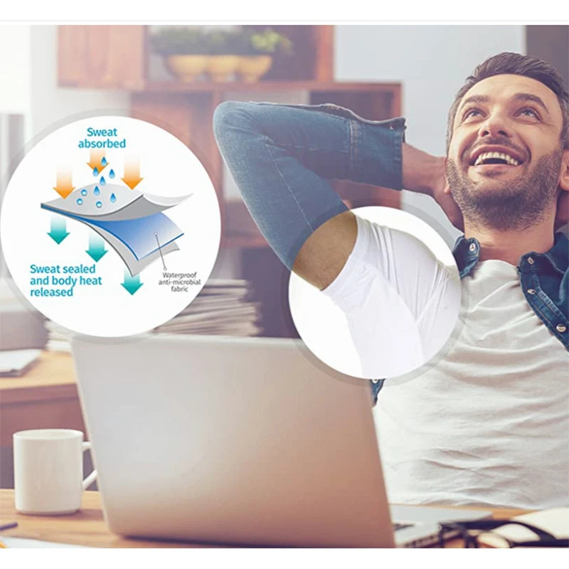 Sweat Proof Padding Anti Perspiration T Shirts Sports Gym Round Neck White Anti-Sweat Sweatproof Undershirts Crop Top