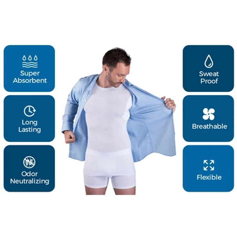 Sweat Proof Padding Anti Perspiration T Shirts Sports Gym Round Neck White Anti-Sweat Sweatproof Undershirts Crop Top