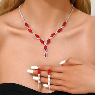 Purple Crystal Bridal Jewelry Set | Necklace & Earrings for Wedding & Party