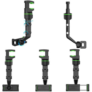 Rearview Mirror Phone Holder 360° Rotatable and Retractable Car Phone Mount Multifunctional Rear View Mirror Holder for All Car Promise Mart