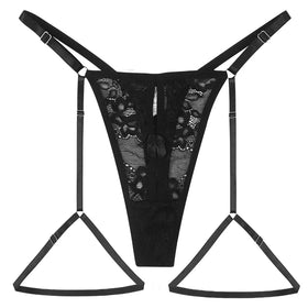 Women's Lace Hollow-Out Panties with Garter | Sexy Lingerie Underwear Set