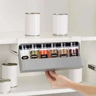 Kitchen Seasoning Bottle Storage Rack Spice Rack Self-adhesive Wall-mounted Under-Shelf Spice Organizer Kitchen Storage Rack Promise Mart