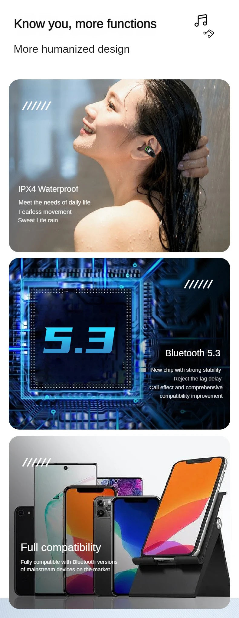 SK GD28 Bone Conduction TWS Headphones Bluetooth V5.3 Ear Clip Lightweight Business Sports Game Headset with Mic Noise Reduction