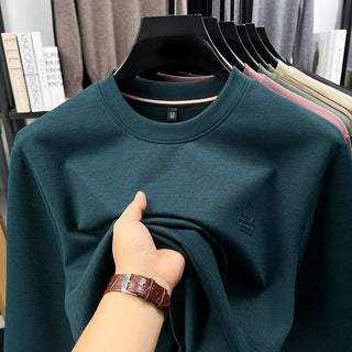 Sweatshirt Men 2025 New Style Spring and Autumn Men's Long Sleeved T-shirt Pure Cotton Round Neck Top T-shirt Base Shirt Trendy Promise Mart