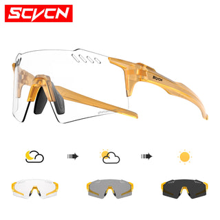 SCVCN Photochromic bike Cycling glasses UV400 Bicycle riding Eyewear Sports MTB Outdoor Sports Golf Camping Driving Eyepieces
