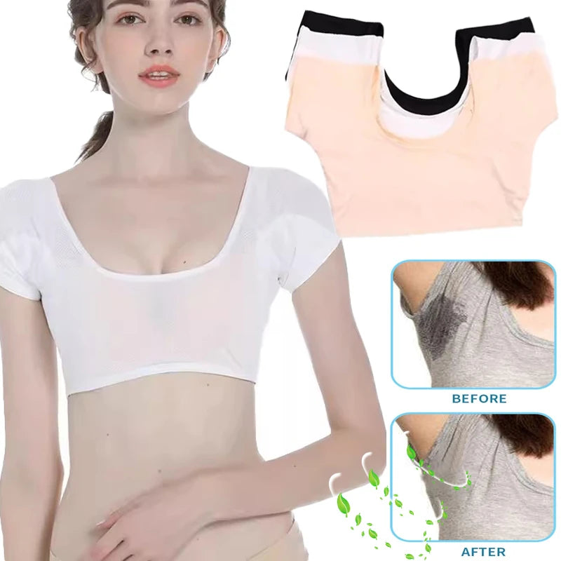 T-shirt Sweat Pads Underarm Sweat Vest For Women Girls Armpit Perspiration Guards Sweats Proof Shirt Washable Sweat Protector