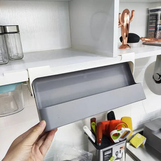 Kitchen Seasoning Bottle Storage Rack Spice Rack Self-adhesive Wall-mounted Under-Shelf Spice Organizer Kitchen Storage Rack Promise Mart