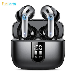 Wireless Earphones with Bluetooth 5.3, Quad-Mic Call Noise Reduction ENC, 50H Playtimes Wireless Earbuds Bluetooth Headphones Promise Mart