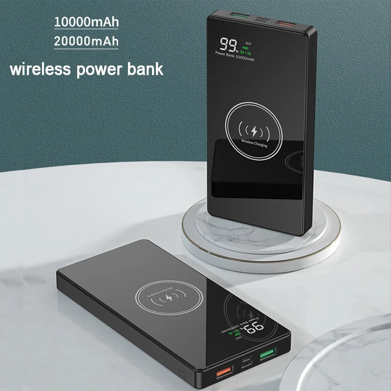 Wireless Charger Power Bank mirror Portable Battery Charger for iPhone 15 Xiaomi Huawei 20000mAh 22.5W  Fast Charging Powerbank