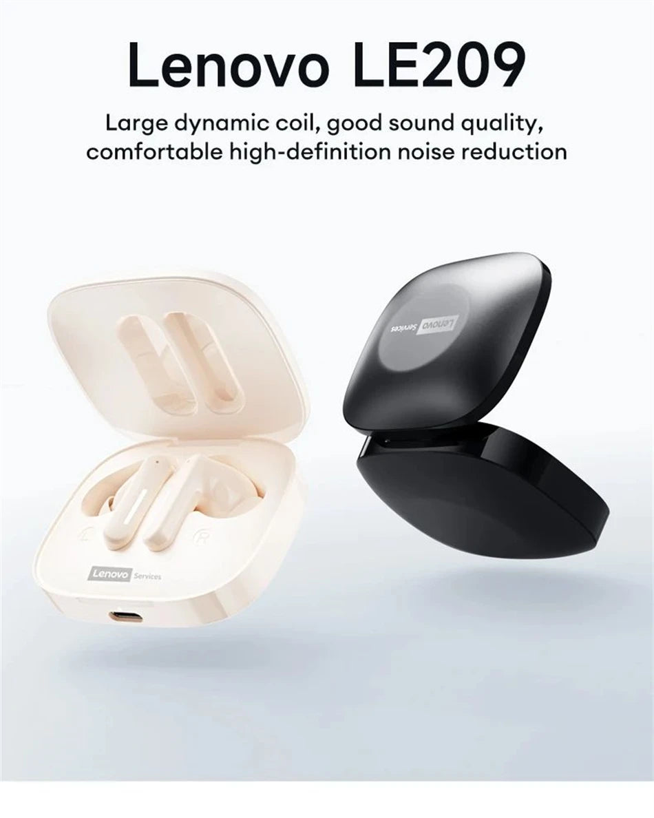 2026 Lenovo Original LE209 Wireless Earphones TWS Bluetooth 6.0 In Ear Earbuds Long Battery Life Earphones Mic Stereo ENC Noise