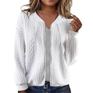 Women's hoodie autumn and winter new solid color simple and exquisite zipper jacket baseball collar casual jacket Promise Mart