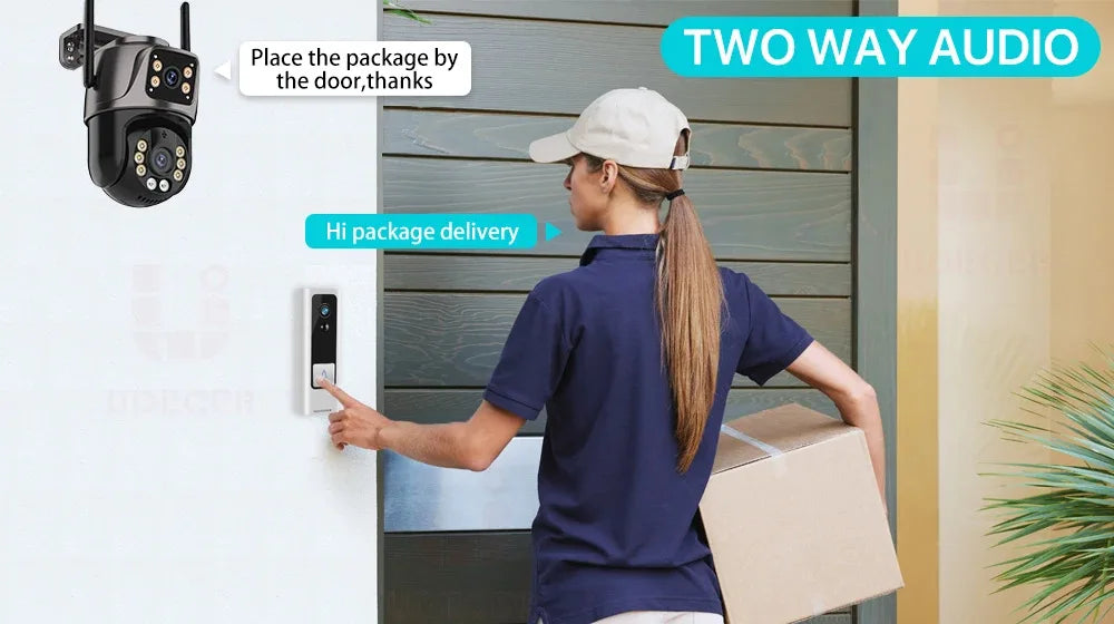 4K Outdoor Surveillance Camera Wifi 8MP Dual Lens Dual Screen 360 PTZ Webcam Motion Detection Auto Tracking IP Camera CCTV Icsee