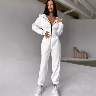 Women's 2-Piece Hooded Tracksuit – Sporty Casual Set with Waist-Cinching Design Promise Mart