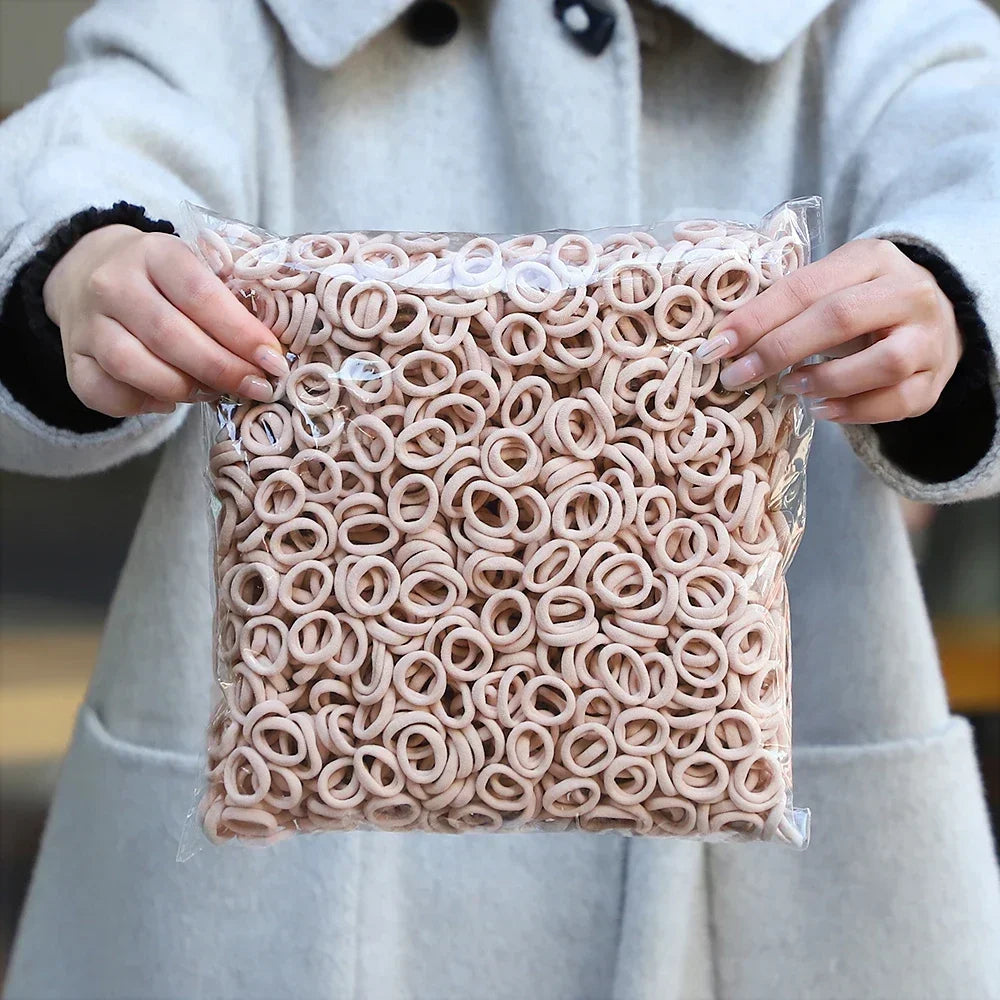 50Pcs/bag Colorful Basic Nylon Ealstic Hair Ties for Girls Ponytail Hold Scrunchie Rubber Band Kid Fashion Hair Accessories