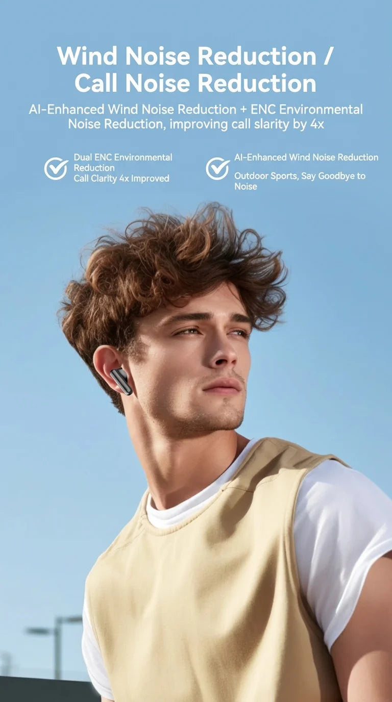 2026 NEW in Ear Bluetooth Earphones with Dual Microphones, Stereo Noise Reduction, Bass HIFI Touch Music Game Earphones