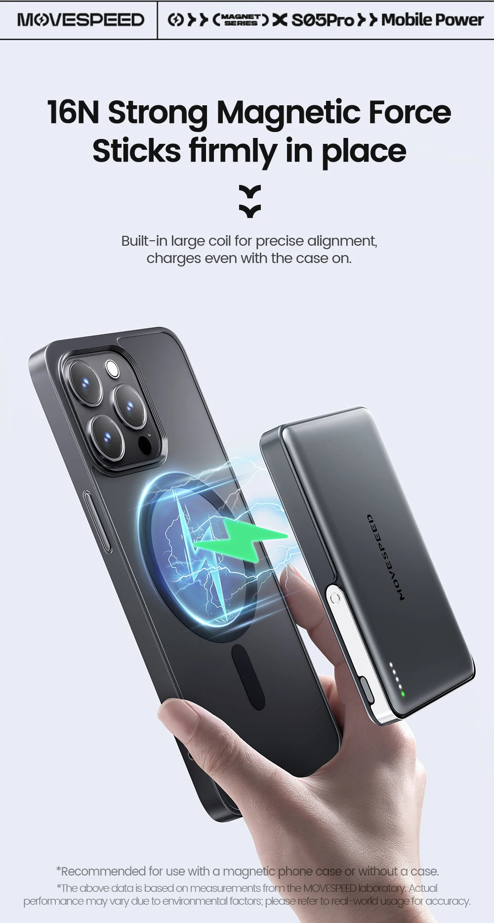 MOVESPEED S10Pro Magnetic Power Bank 10000mAh Wireless Portable External Battery with Stand for MagSafe PowerBank for iPhone 16