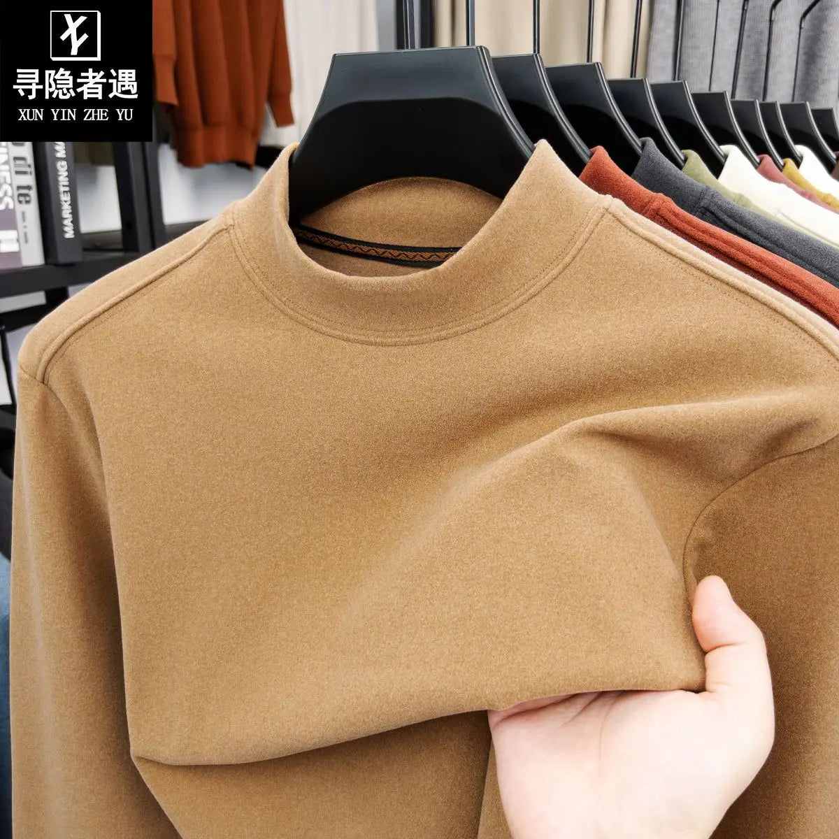 Men's Double-Sided Camere Long Sve T-irt Thiened Casual Warm Base irt Ci Walk All-Season Soft Comfortable Top