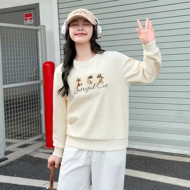 Women's Printed Sweatshirt Autumn Round Neck Long Sleeve Casual Comfortable Unisex Top