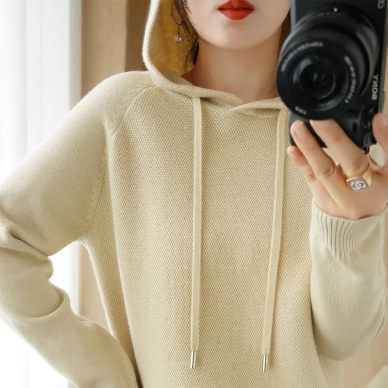 Hooded Sweatshirt for Women Spring Autumn New Hoodie Bottoming Shirt with Knitted Sweater Casual Hooded Pullovers