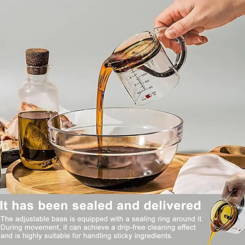 All-in-One Cooking Measuring Cup with Adjustable Base and Scraper; Essential for Every Kitchen