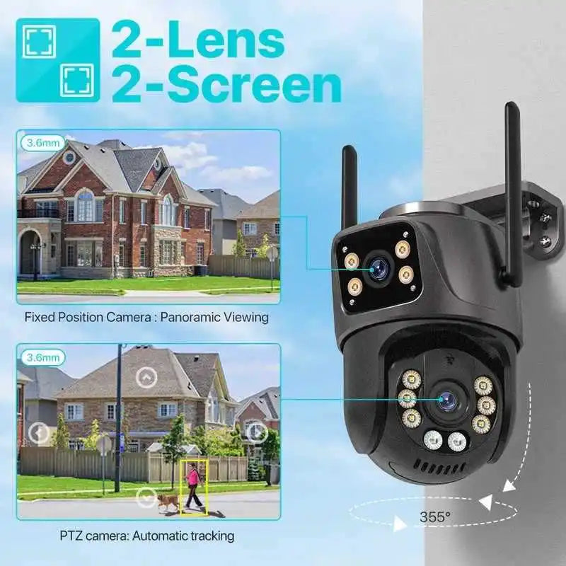 Wireless WiFi Monitor Full-Color Night Vision Waterproof Dome Camera HD 6MP Binocular Camera
