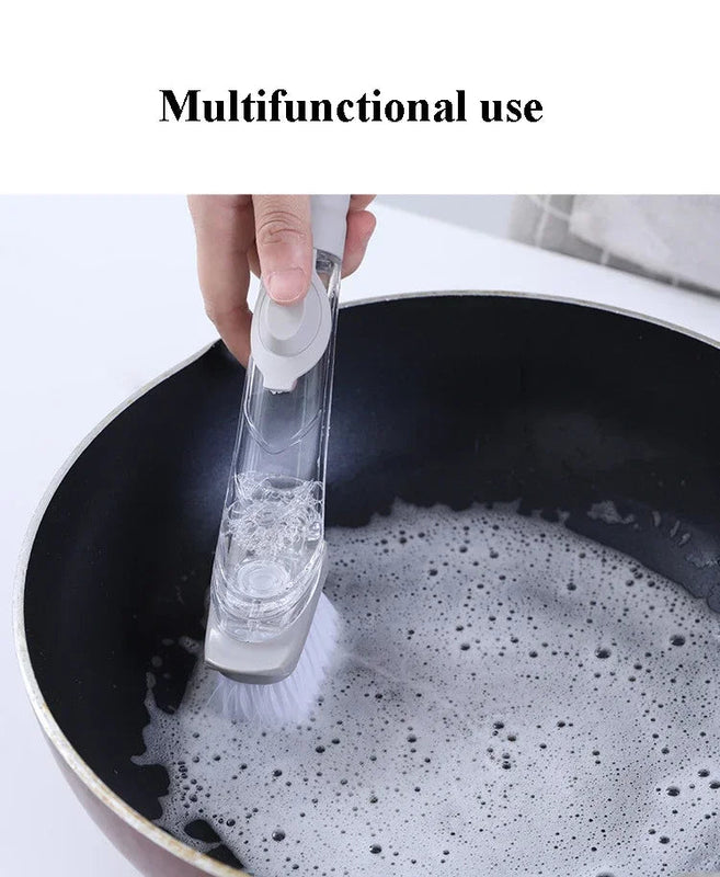 Kitchen Cleaning Brush 2 In 1 Long Handle Cleaing Brush with Removable Brush Sponge Dispenser Dishwashing Brush Kitchen Tools Promise Mart