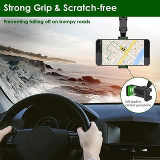 Rearview Mirror Phone Holder 360° Rotatable and Retractable Car Phone Mount Multifunctional Rear View Mirror Holder for All Car Promise Mart