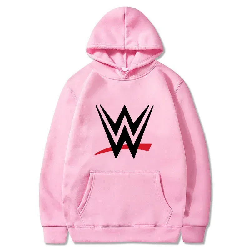 New loose hooded sweatshirt with WWE logo print, men's and women's fashionable sweaters, casual hooded sweatshirt, men's long sl