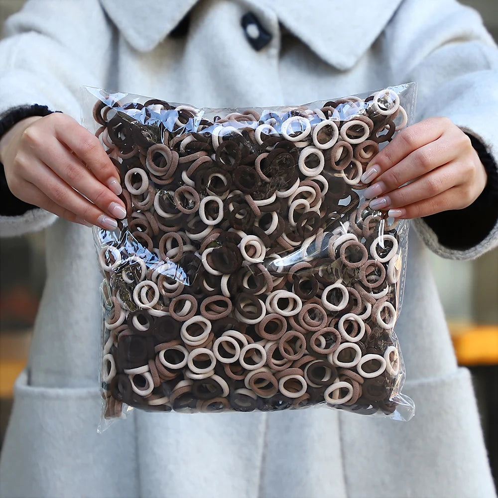 50Pcs/bag Colorful Basic Nylon Ealstic Hair Ties for Girls Ponytail Hold Scrunchie Rubber Band Kid Fashion Hair Accessories