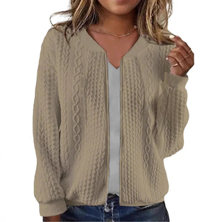 Women's hoodie autumn and winter new solid color simple and exquisite zipper jacket baseball collar casual jacket Promise Mart