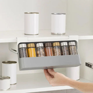 Kitchen Seasoning Bottle Storage Rack Spice Rack Self-adhesive Wall-mounted Under-Shelf Spice Organizer Kitchen Storage Rack Promise Mart