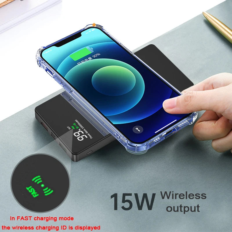 Wireless Charger Power Bank mirror Portable Battery Charger for iPhone 15 Xiaomi Huawei 20000mAh 22.5W  Fast Charging Powerbank
