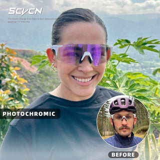 SCVCN Photochromic bike Cycling glasses UV400 Bicycle riding Eyewear Sports MTB Outdoor Sports Golf Camping Driving Eyepieces