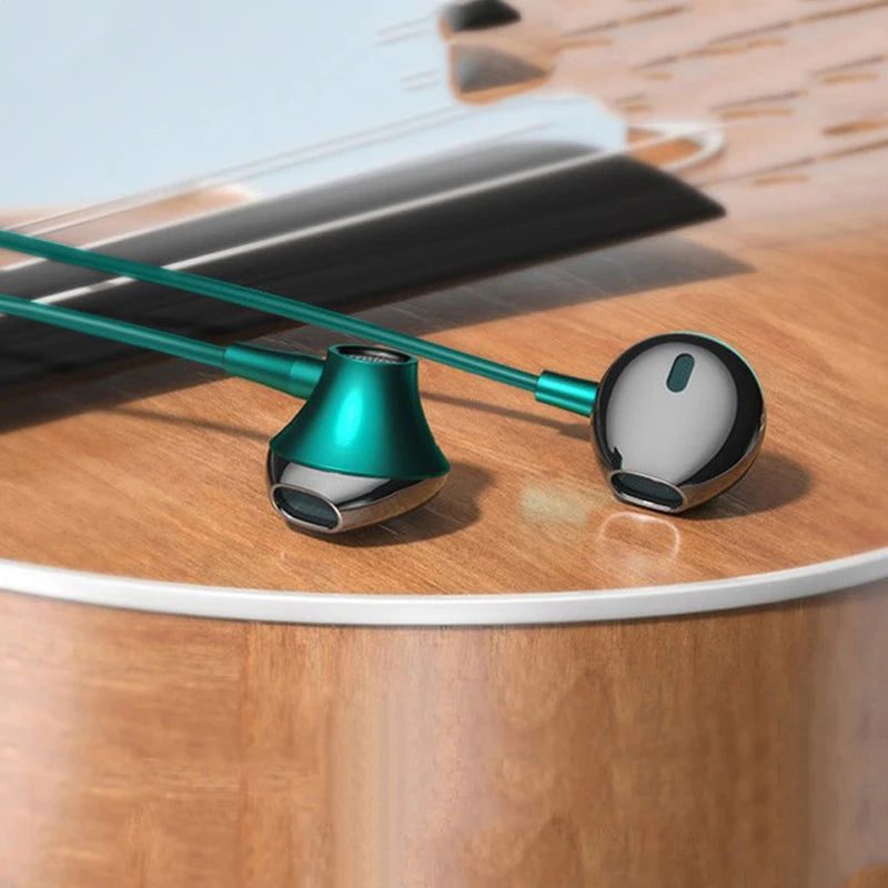 Type-C In-Ear Wired Karaoke Headphones 3.5mm Stereo Music Earbud Handfree Headset Earphones with Mic