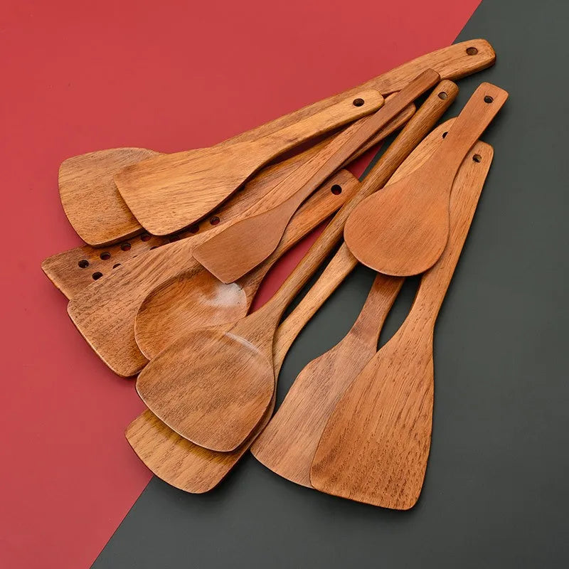 Wooden Cooking Utensils, Wood Spoons Wooden shovels For Cooking Environmentally Friendly Safe Home Kitchen Utensils Set