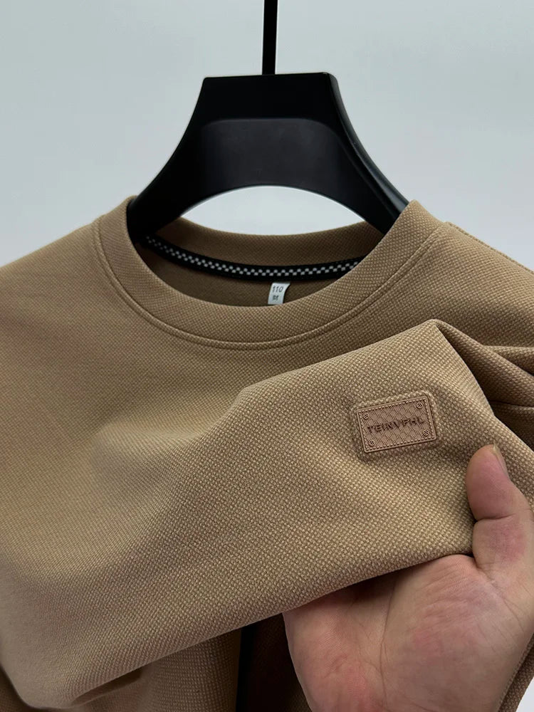 Men's round Ne Brued Long Sve T-irt Loose Faion  Color Sweatirt Inner Wear Top Brand Casual Urban Sle