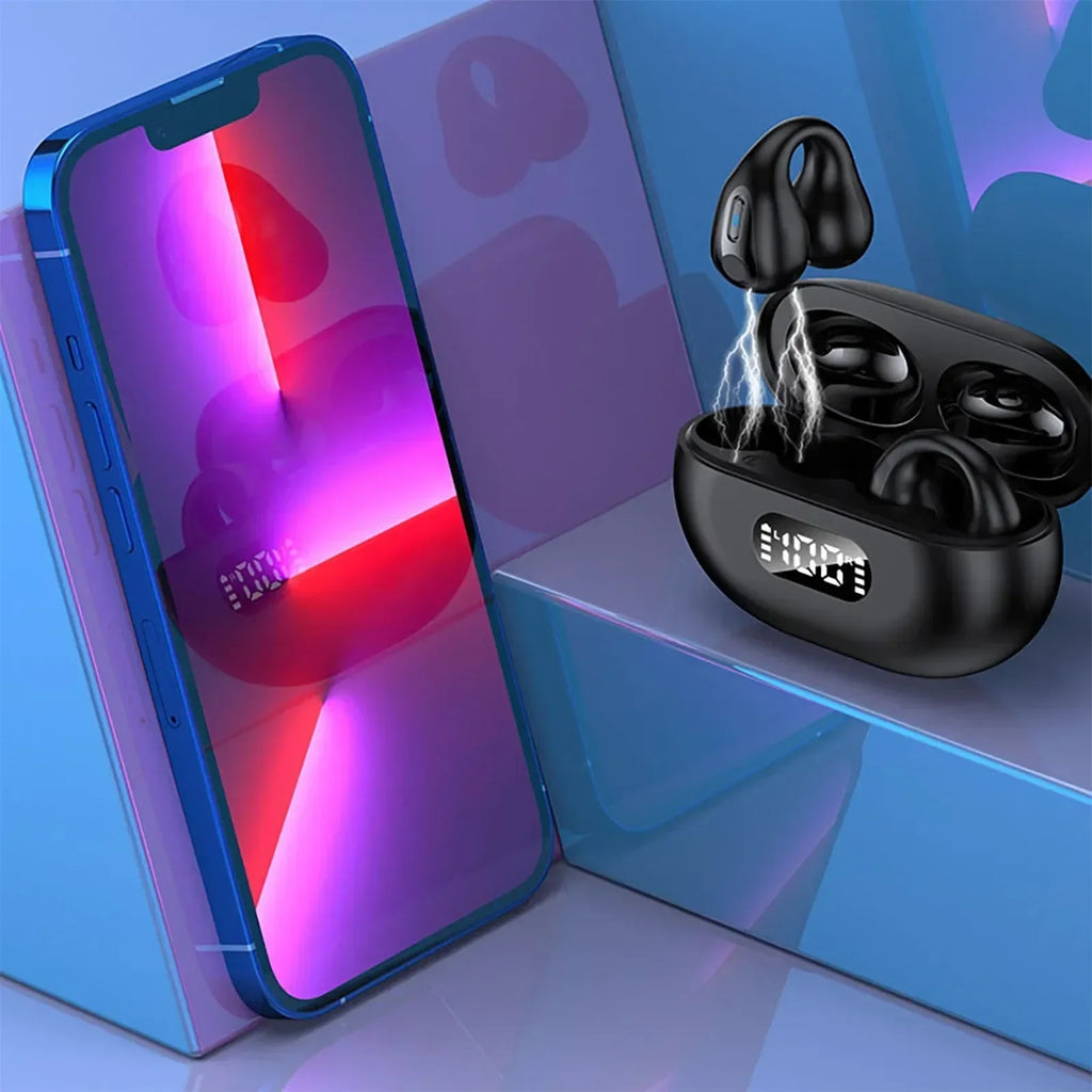 NEW TWS Q80 Wireless Headphones Bluetooth 5.3 Bone Conduction Earphones Earclip Design Touch Control Led Earbuds Sports Headsets